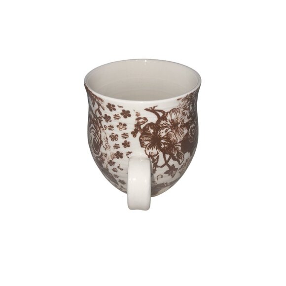 Anthropologie Monogram W/blue “R” Mug w/ Brown Flower Background Cup Coffee Tea - Picture 3 of 6